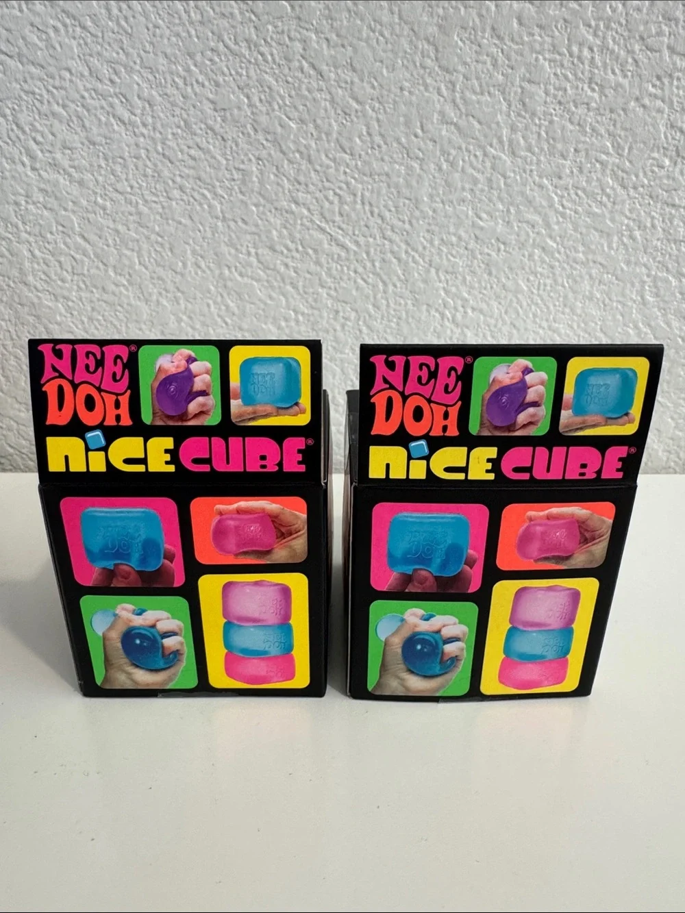 2 Needoh Nice Cube Kids Squishy Toy - set of 2 Blue & Pink
